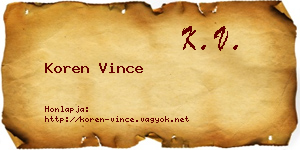 Koren Vince névjegykártya